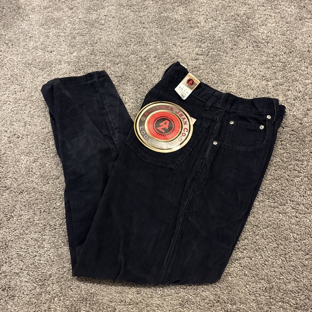 NEW Arizona Jean Co. Corduroy Pants Mens 30x30 Blue 75% Cotton-Loose Fit Vintage